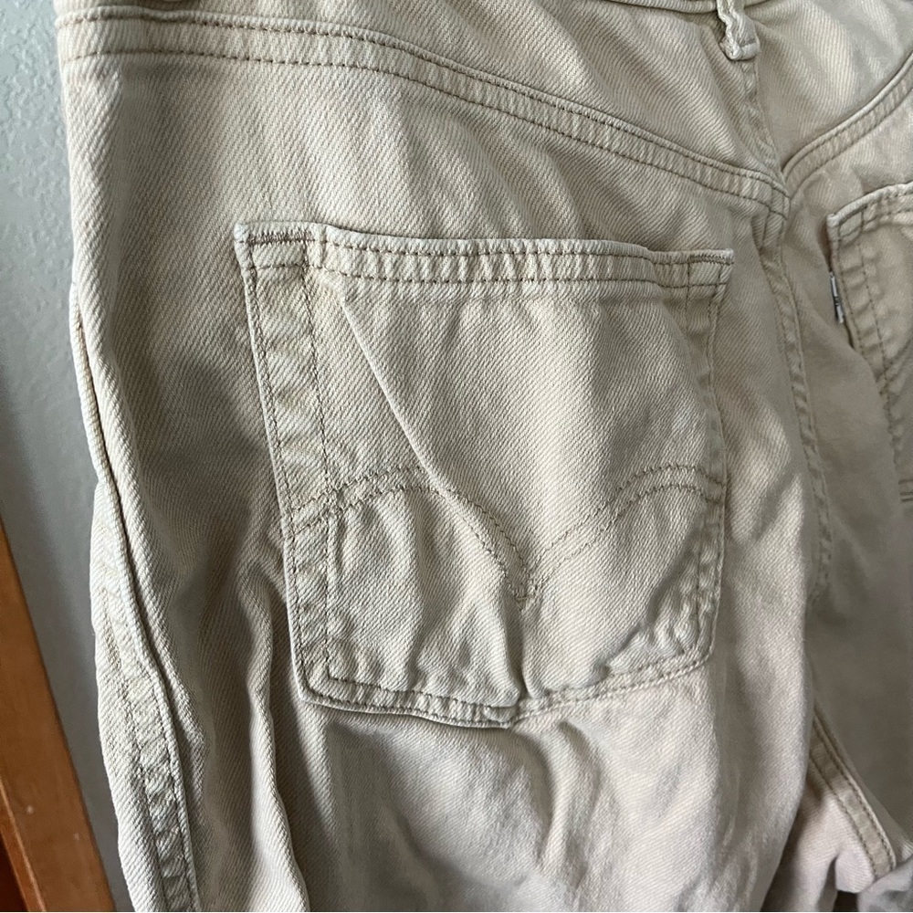 LEVIS sz 29 HIGH WAISTED Wide Leg Crop Khaki Color Jeans Cargo Pockets - Picture 10 of 10